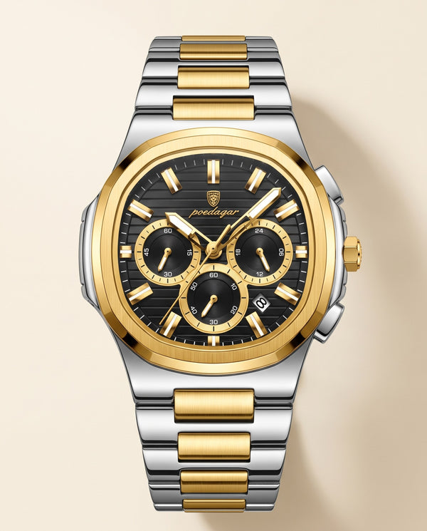 Regal Steel Chronograph Gold case, Black dial hero