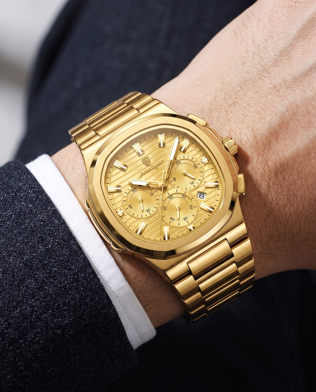 Regal Steel Chronograph Gold case, Gold dial on the wrist