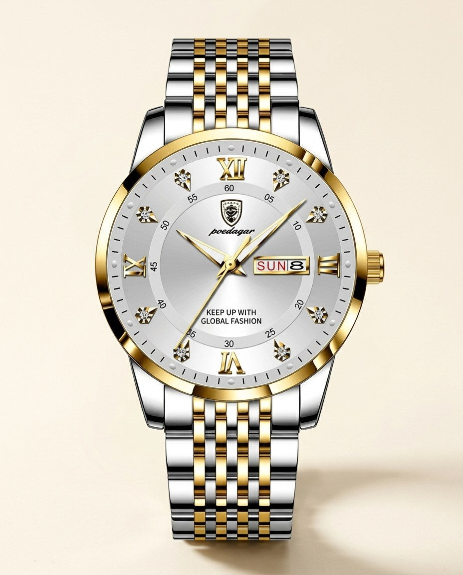 Roman Day-Date Classic Gold case, White dial front