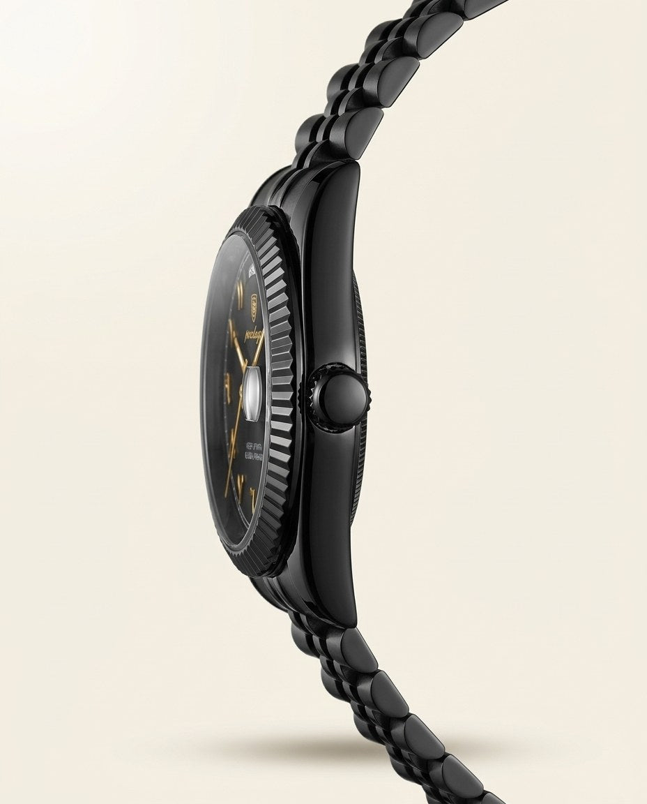 Imperial Day-Date Black case, Gold dial crown side