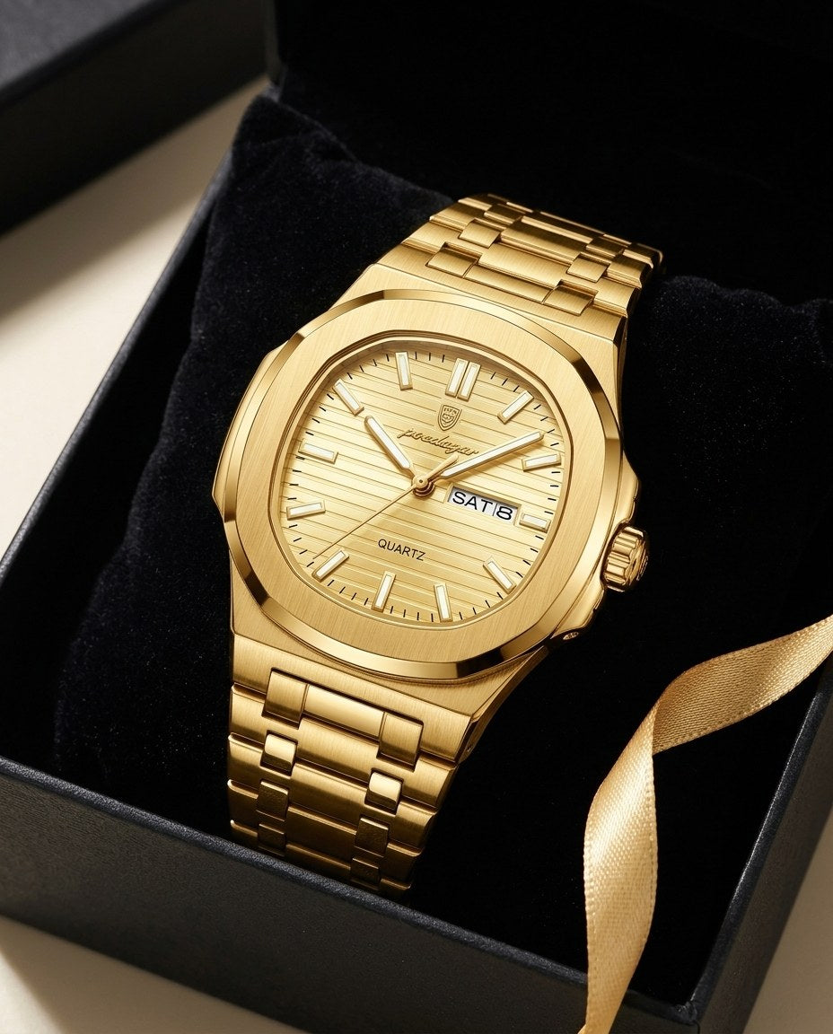Octagon Sport Day-Date (Steel) Gold case, Gold dial in the gift box