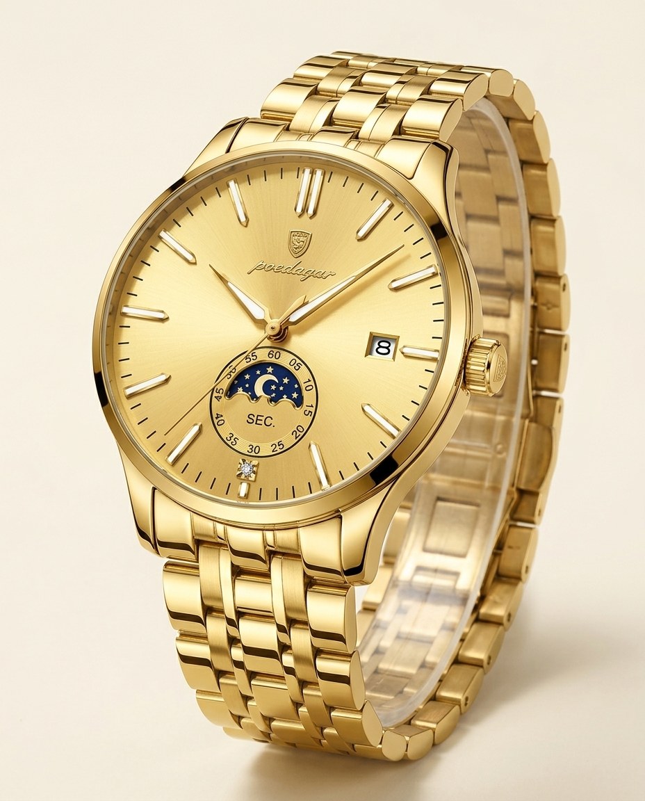 Moonphase Classic Gold case, Gold dial