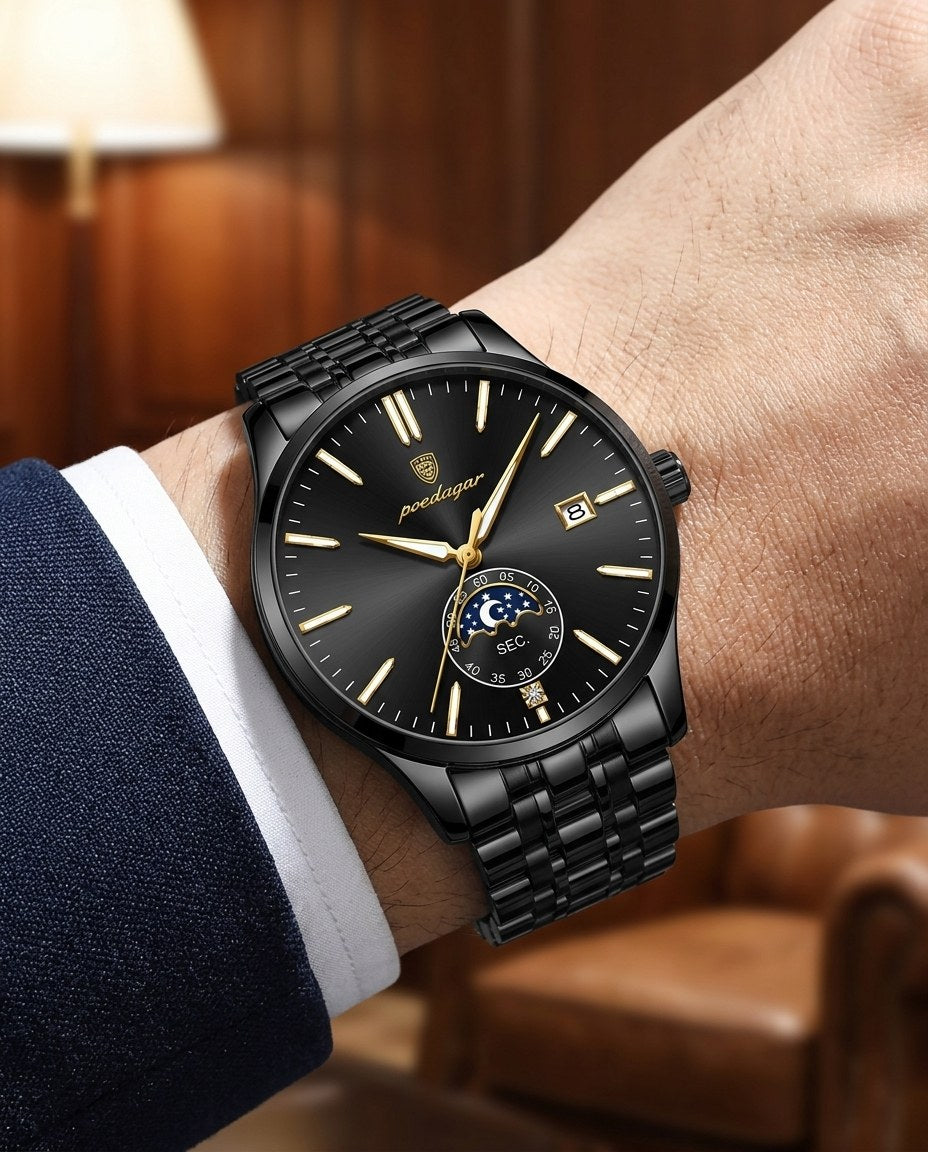 Moonphase Classic Black case, Black dial on the wrist