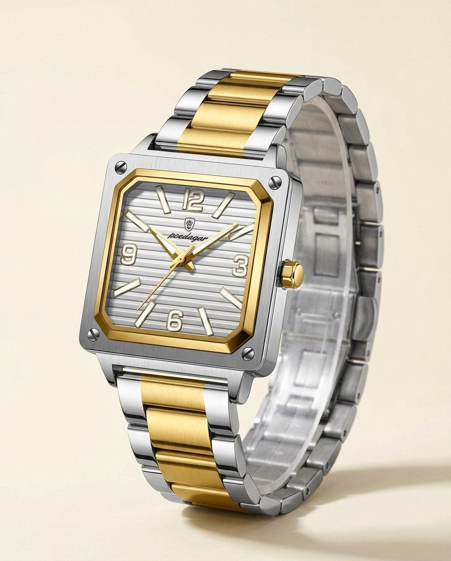 Metro Square Classic Gold case, White dial