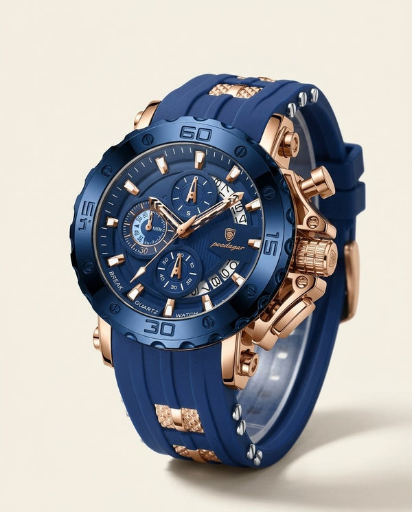 Titan Sport Chronograph (Silicone) Rose Gold case, Blue dial hero
