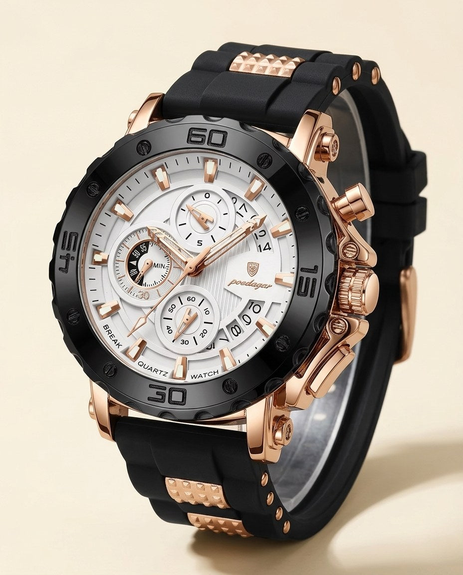 Titan Sport Chronograph (Silicone) Rose Gold case, White dial
