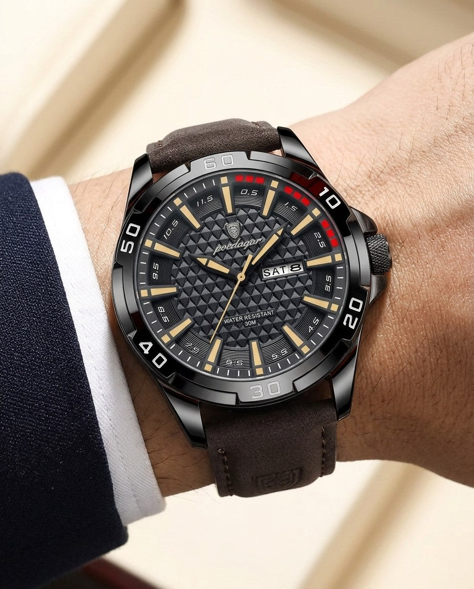 Turbo Racing Day-Date Black case, Gold dial on the wrist