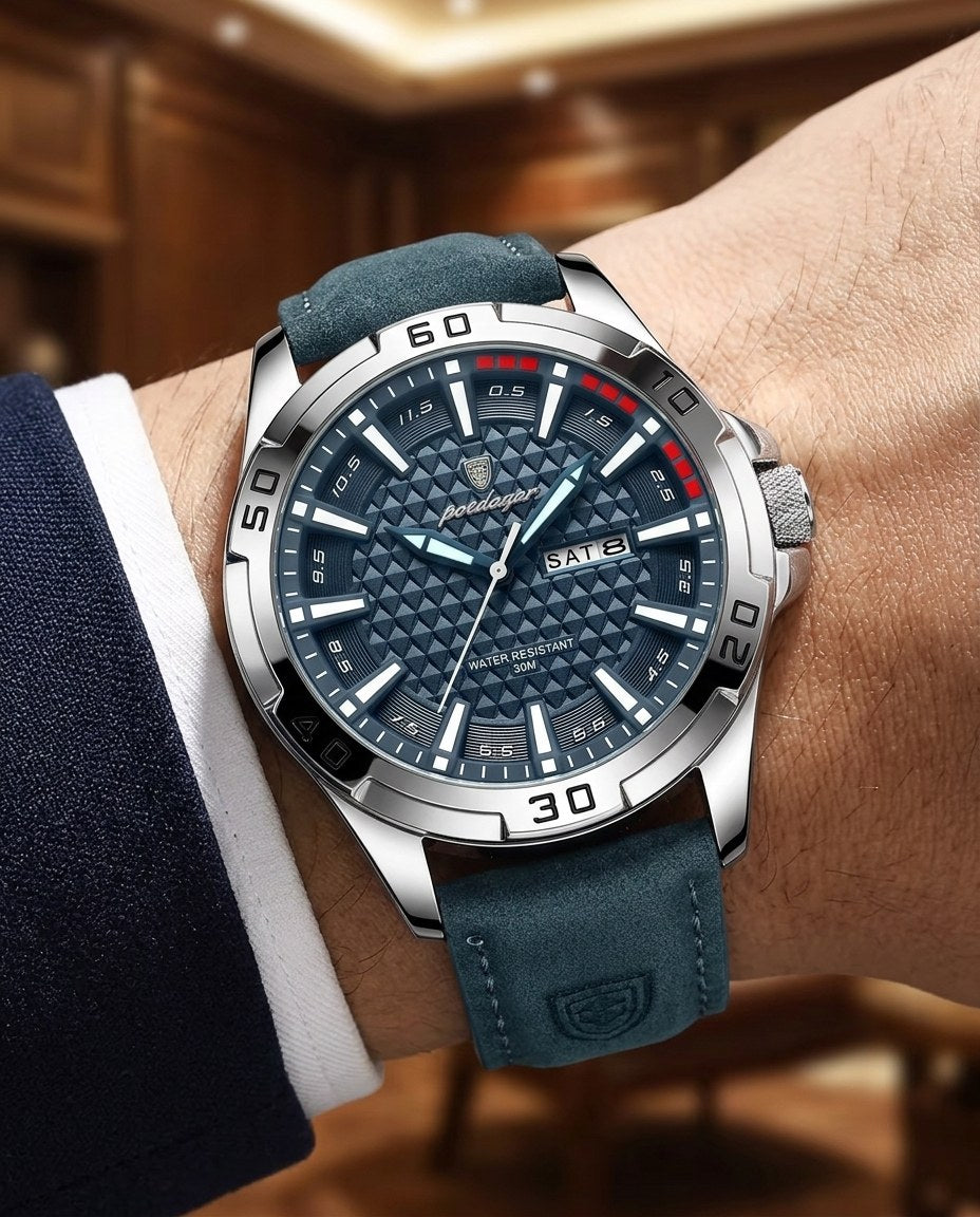 Turbo Racing Day-Date Silver case, Blue dial on the wrist