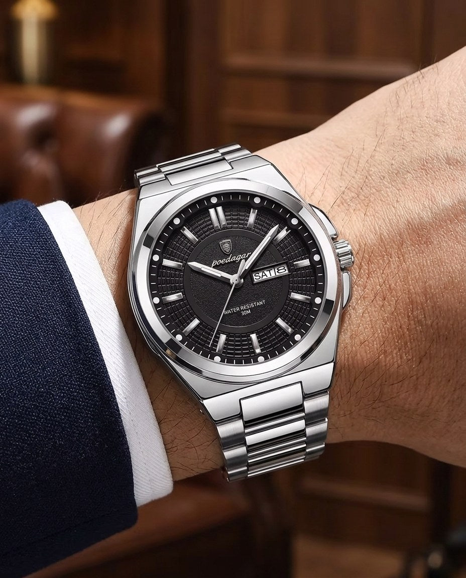 Executive Day-Date Silver case, Black dial on the wrist