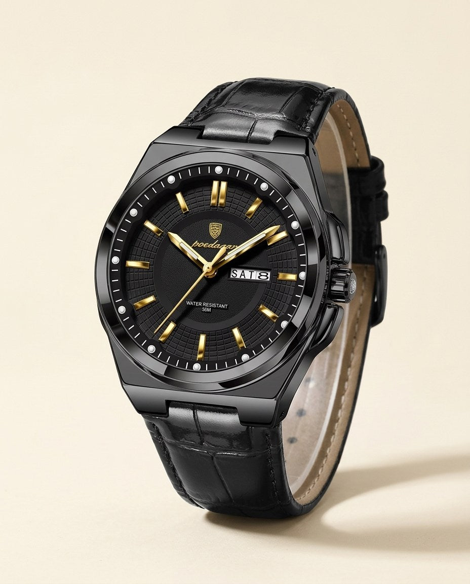 Executive Day-Date (Leather) Black case, Black dial