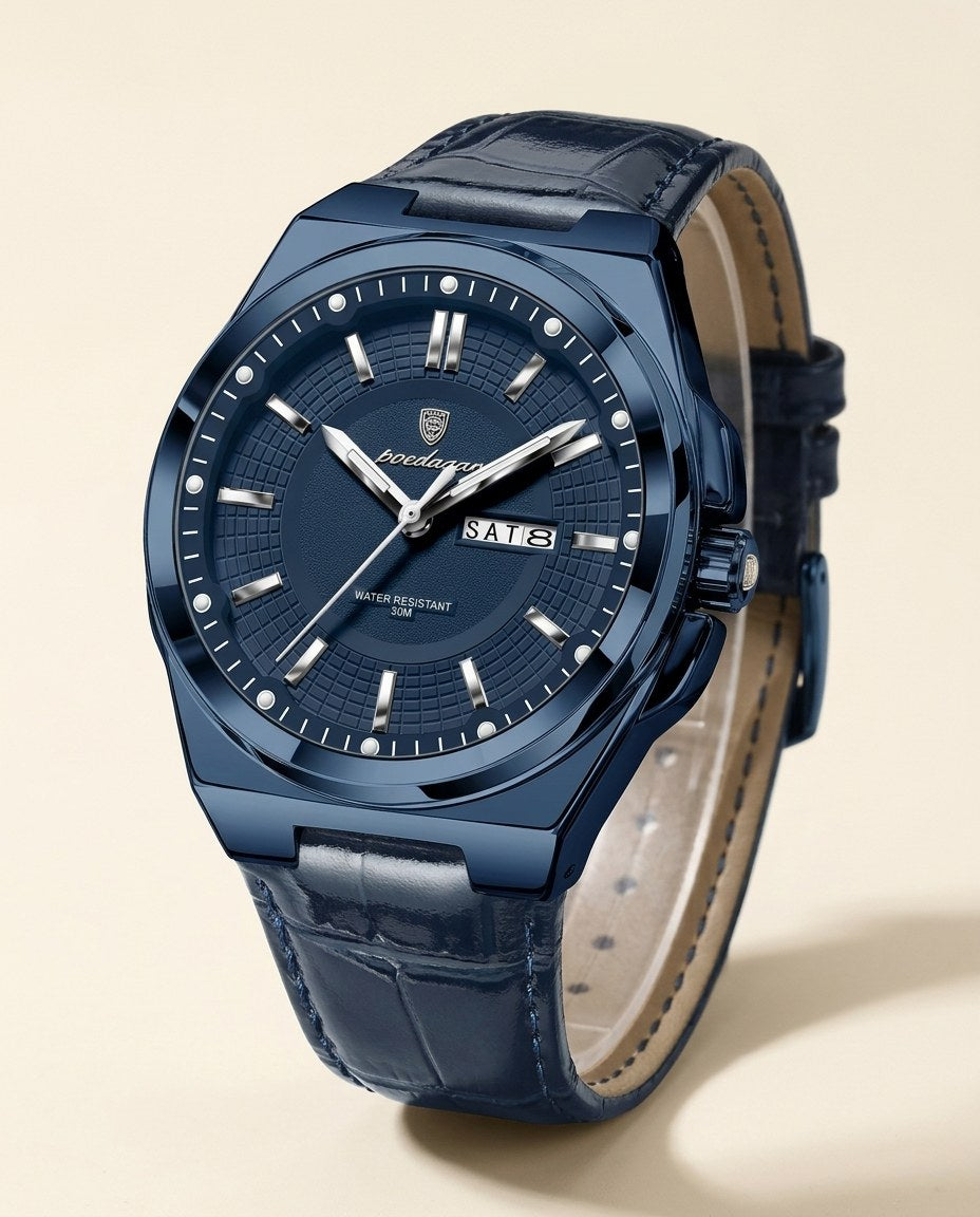 Executive Day-Date (Leather) Blue case, Blue dial