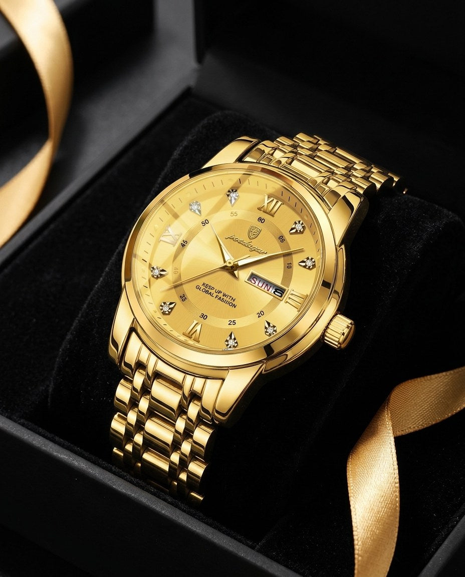 Diamond Marker Day-Date Gold case, Gold dial in the gift box
