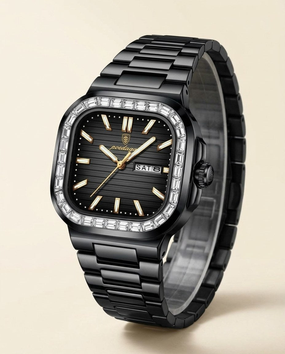 Crystal Square Day-Date Black case, Black dial