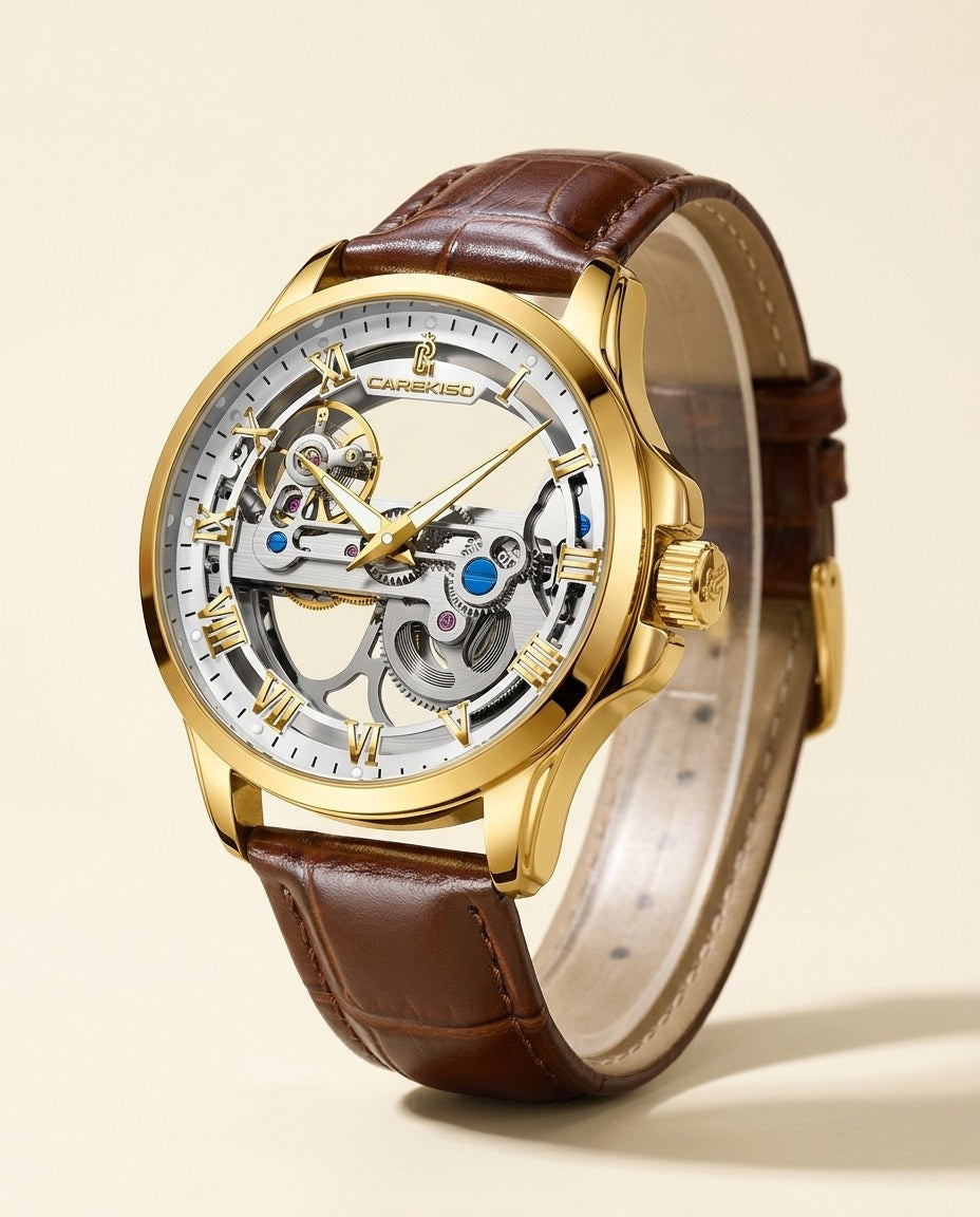 Phantom Skeleton Automatic Gold case, White dial