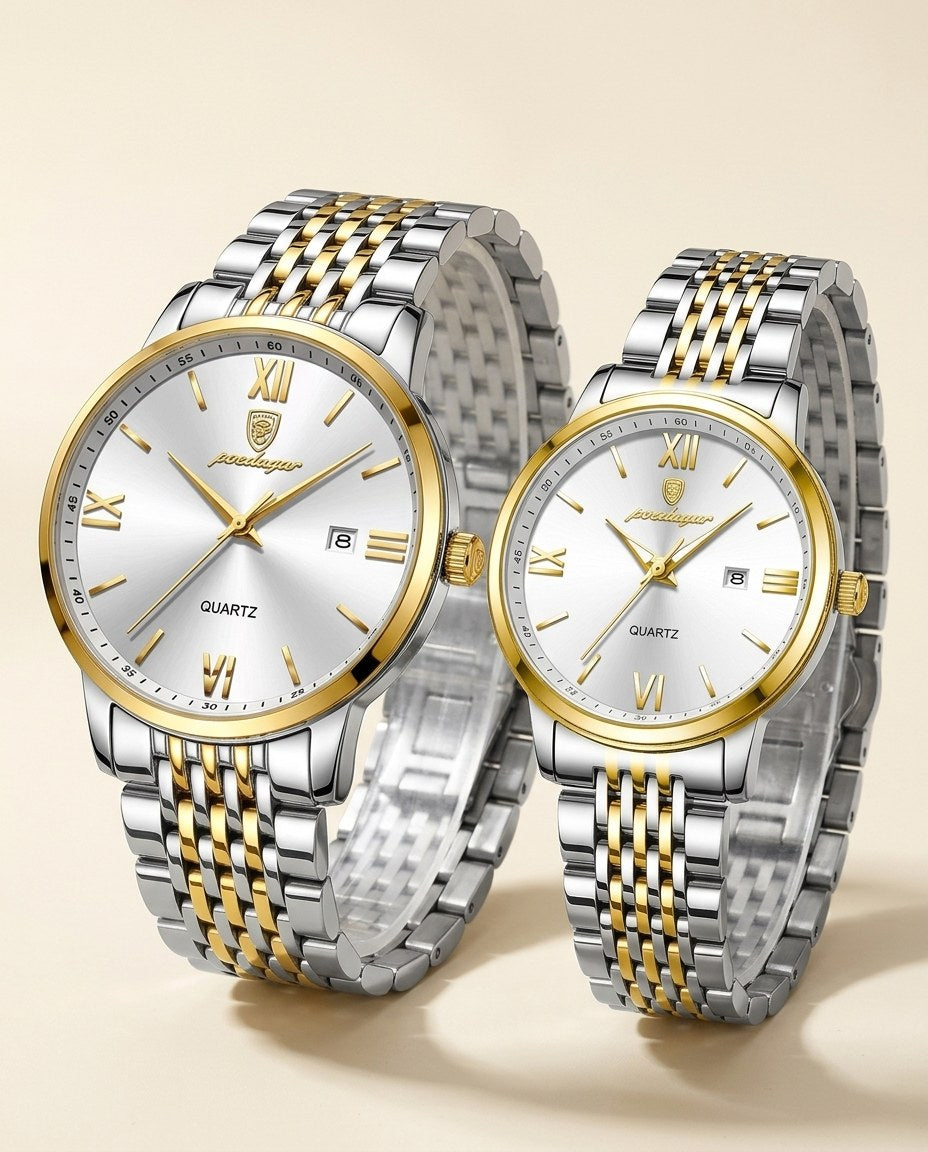 Roman Classic Couple Set Gold case, White dial