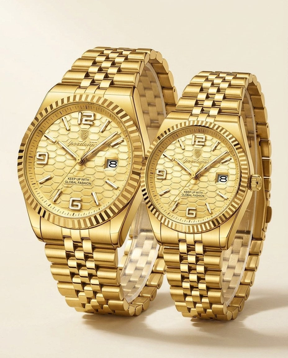 Golden Waffle Couple Set Gold case, Gold dial hero