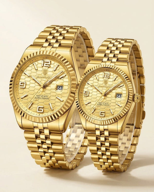 Golden Waffle Couple Set Gold case, Gold dial hero