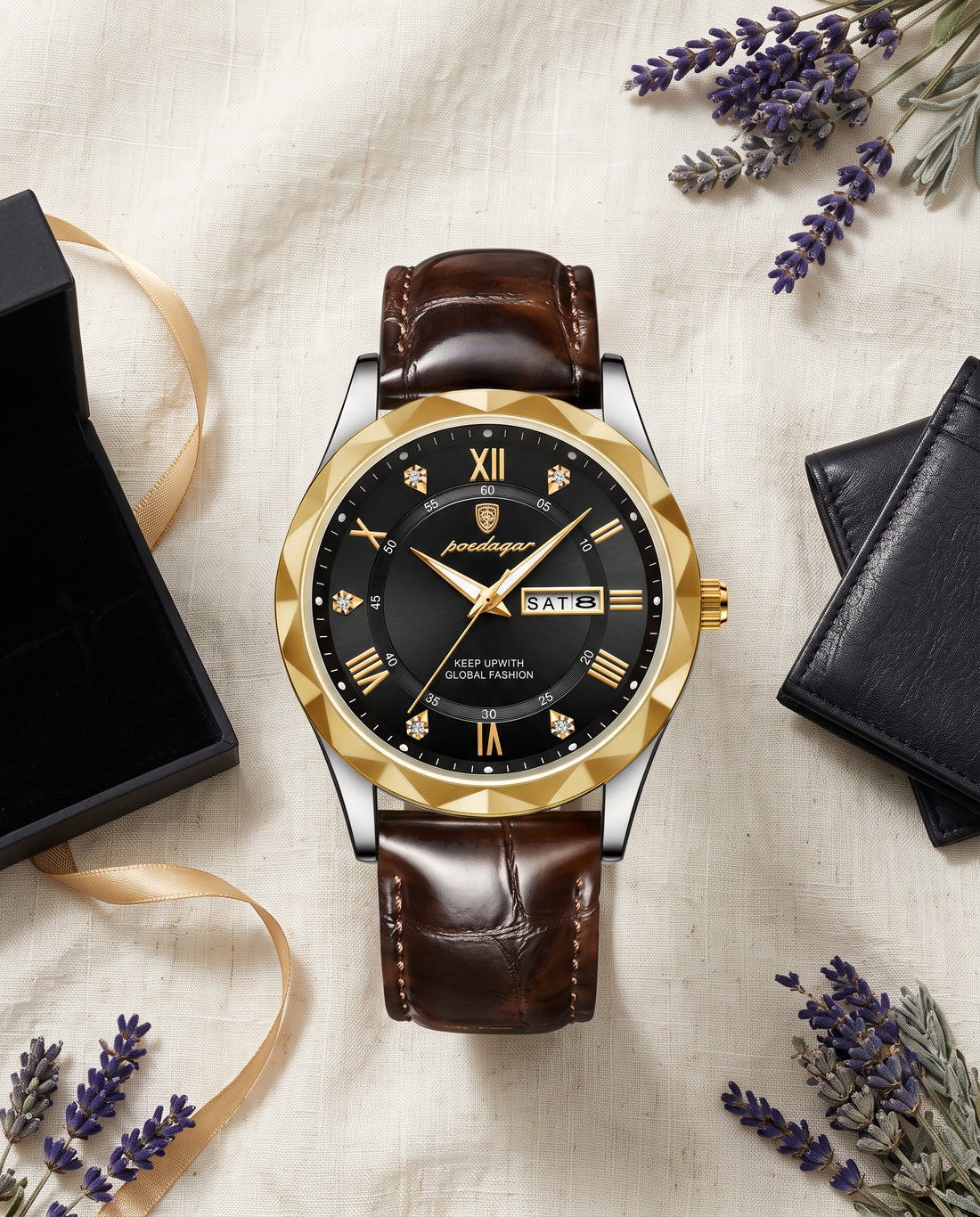 Regent Roman Leather Day-Date