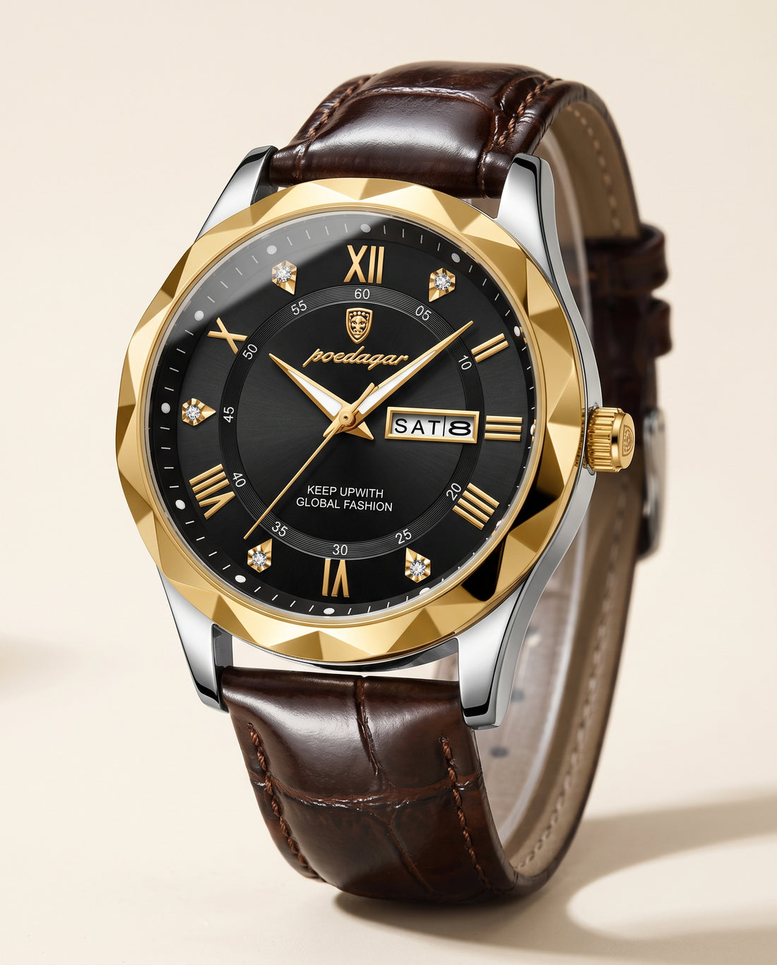 Regent Roman Leather Day-Date