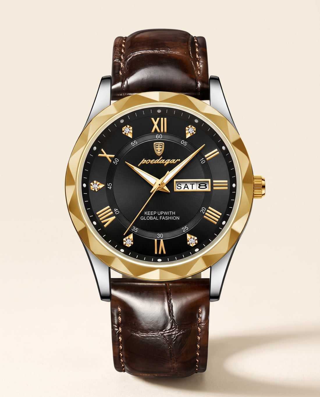 Regent Roman Leather Day-Date