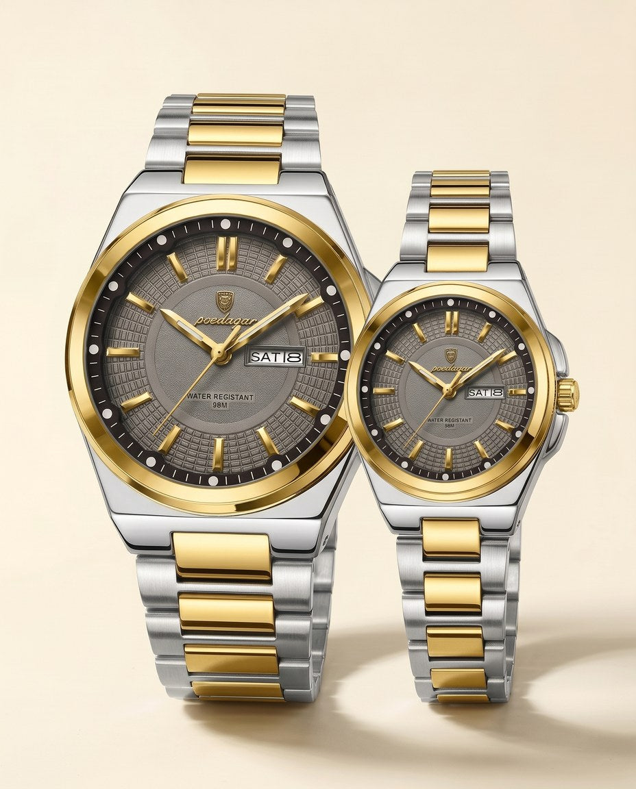 Imperial Day-Date Couple Set Gold case, Grey dial front