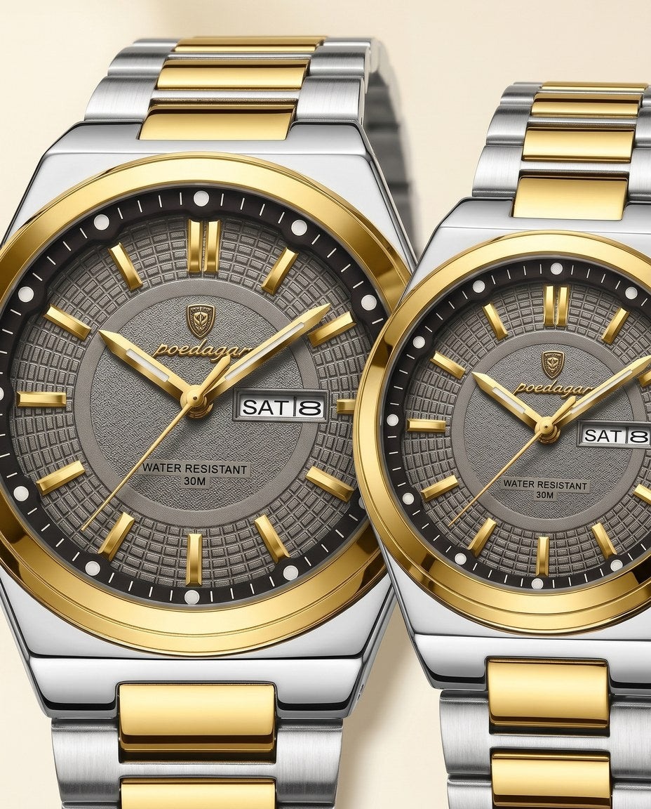 Imperial Day-Date Couple Set Gold case, Grey dial close-up