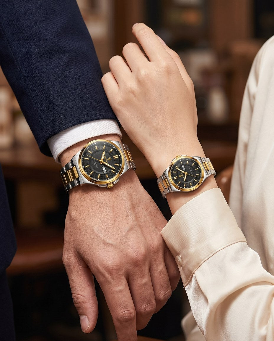 Imperial Day-Date Couple Set Gold case, Black dial on the wrist